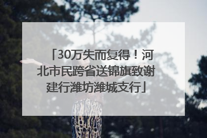 30万失而复得！河北市民跨省送锦旗致谢建行潍坊潍城支行